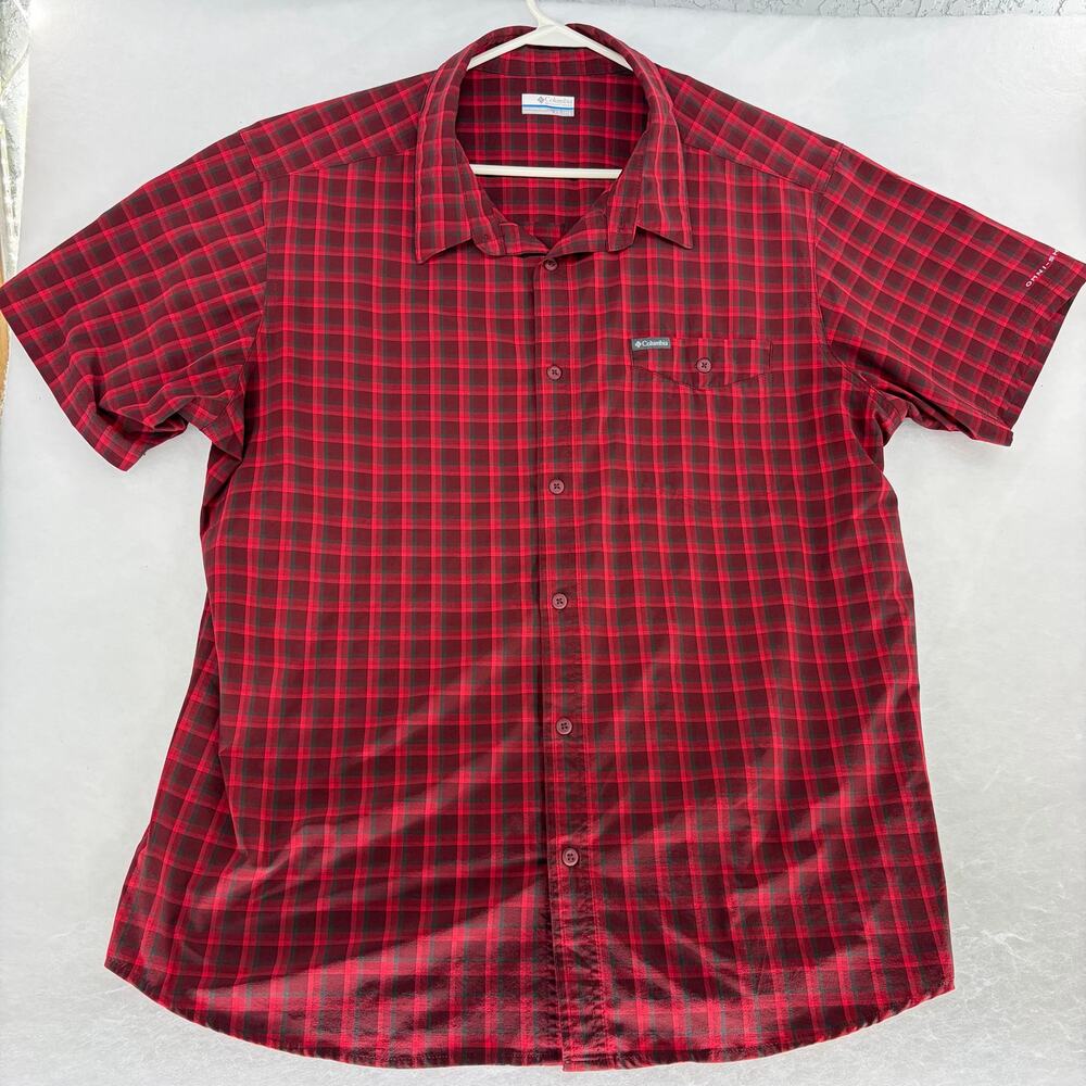 Columbia Sportswear Men's XXL Short Sleeve Button Down Shirt Plaid Omni-Shade